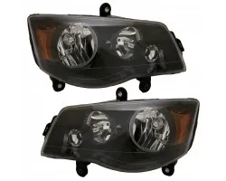 SET OF HEADLIGHTS DODGE GRAND CARAVAN 2011 2019 BLACK