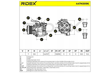 Air conditioning compressor RIDEX 447K0096 TRSE07 for HONDA CIVIC VIII Hatchback Part manufacturer Ridex