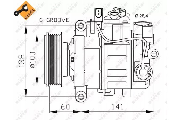 32263 NRF AIR CONDITIONING COMPRESSOR VW A4 A6 6SEU14C