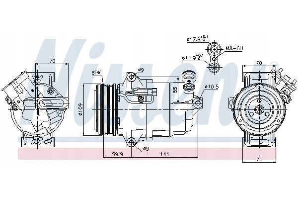 Compressor air conditioning NISSENS 89041 Part manufacturer Nissens
