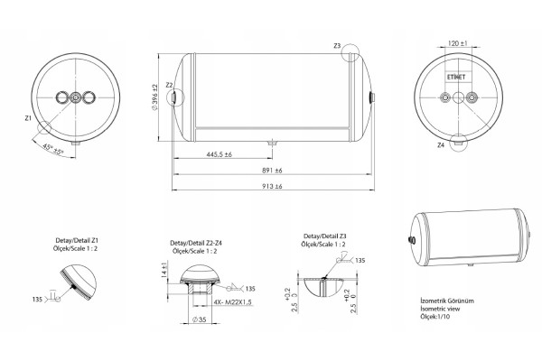 AIR TANK 100L 396x915 030352209