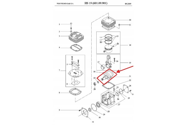 Compressor crankshaft HS 17 or HS 19 Original FOS Polmo odz Quality of parts according to GVO O original with manufacturer s log