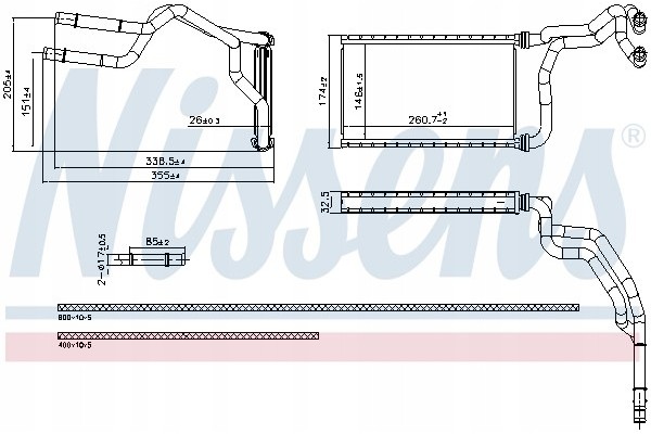 Heat exchanger interior heating NISSENS 707300 Part manufacturer Nissens