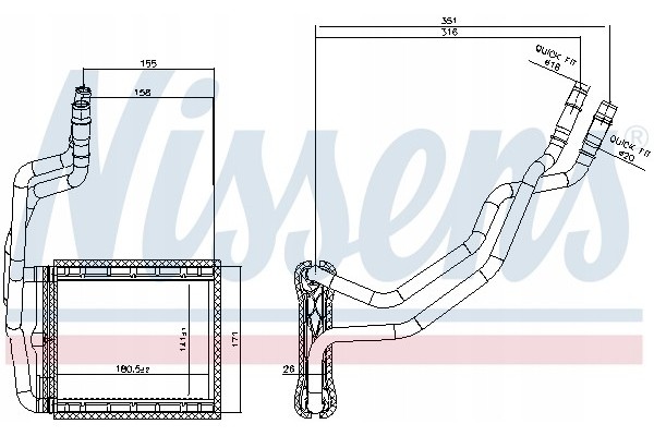 Heat exchanger interior heating NISSENS 707211 Part manufacturer Nissens