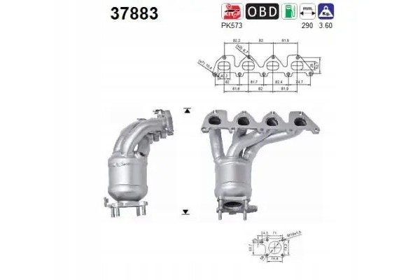 CATALYTIC CONVERTER 37883 AS AUDI SEAT SKODA A2 Packaging status original
