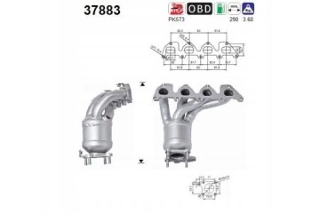 CATALYTIC CONVERTER 37883 AS AUDI SEAT SKODA A2 Packaging status original