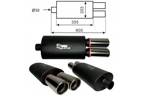 End Silencer Mugen Bass Universal WM Sport 93847 2x80 input 58 EAN GTIN 5903359938473