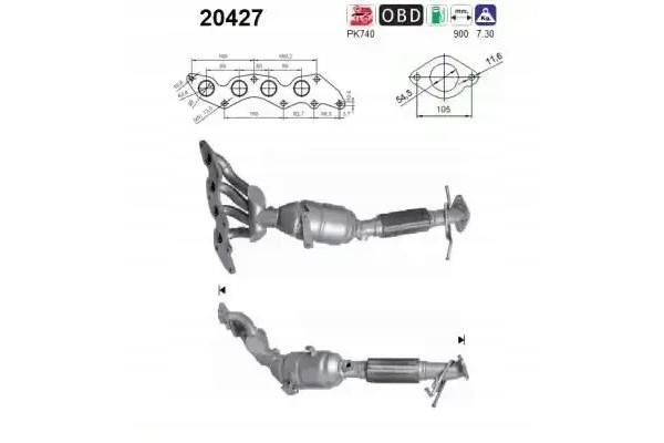 CATALYST 20427 AS FORD VOLVO C MAX C30 FOCUS