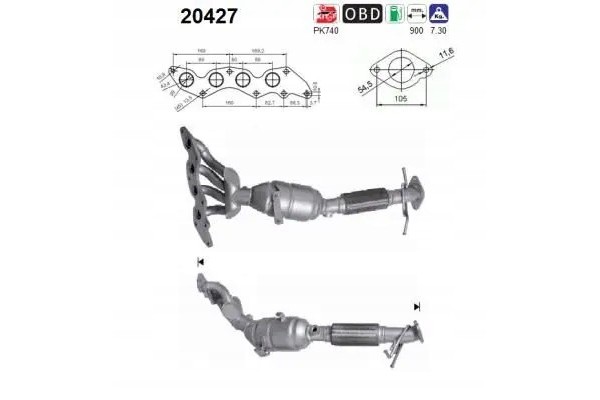 CATALYST 20427 AS FORD VOLVO C MAX C30 FOCUS Packaging status original