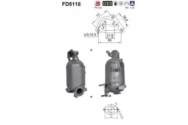 PARTICULATE FILTER FAP DPF FD5118 AS HYUNDAI