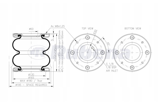 AIRBAGS Fiat Ducato I X230 1981 1994 MOTORHOME Compr 100PSI 2MU Installation side rear rear left rear right