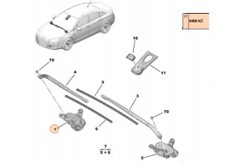 OE Wiper motor right front CITROEN C5 III 6405KZ Product weight with unit packaging 0 5 kg