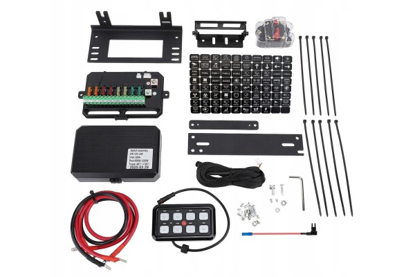 CONTROL PANEL 8 SWITCHES LED DIODE BLUE OFF ROAD STICKERS SET Car type 4x4 SUV buses trucks cargo vans RVs passenger cars