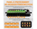 CONTROL PANEL 8 SWITCHES LED DIODE BLUE OFF ROAD STICKERS SET Functions seats handbrake turn lights horn computer washing air su