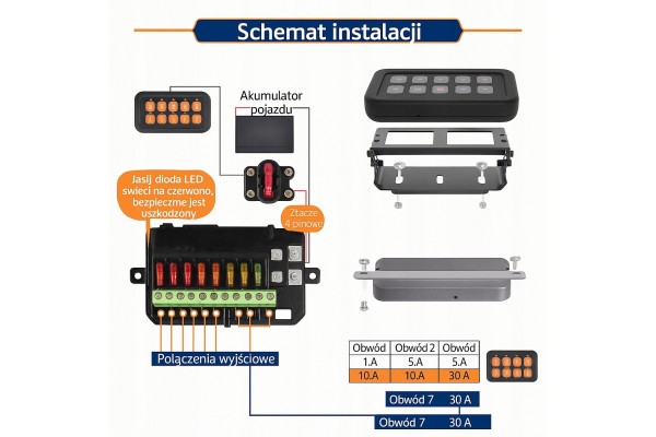 CONTROL PANEL 8 SWITCHES LED DIODE BLUE OFF ROAD STICKERS SET Product weight with unit packaging 2 2 kg