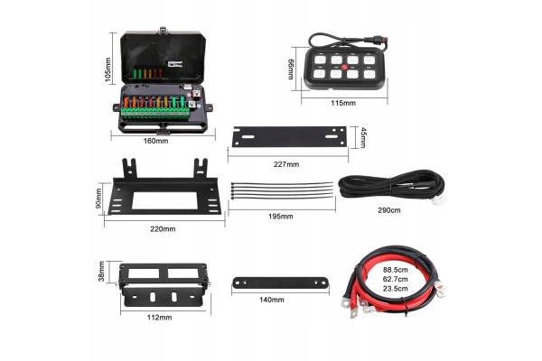 CONTROL PANEL 8 SWITCHES LED DIODE BLUE OFF ROAD STICKERS SET Quality of parts according to GVO P replacement with original qual