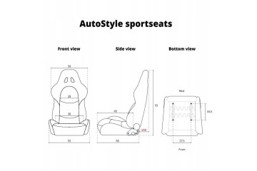 Sports car seat AutoStyle Retro SS 64Z with rails black retro Customs tariff code 94012000