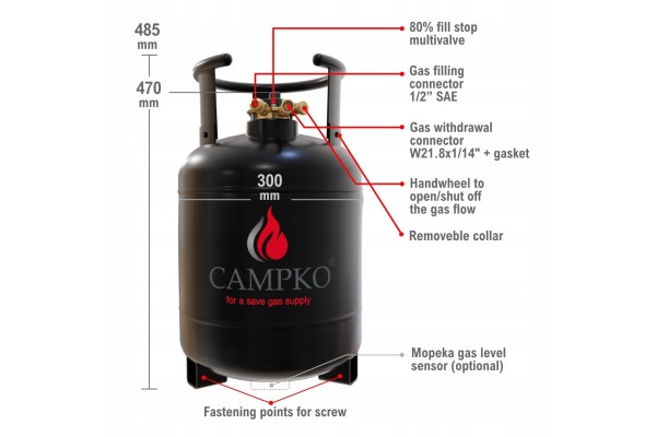 Gas cylinder 7 5kg multi with multivalve 80 Campko KompasKampery Catalog number of the part Campko75