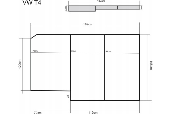 Touring mattress for VW Multivan T4 bus FOAM HARD 182x148x8 Part manufacturer Golden Group