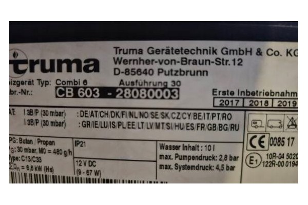Complete Truma Combi 6 heating boiler hot water 10L motorhome trailer Packaging status replacement