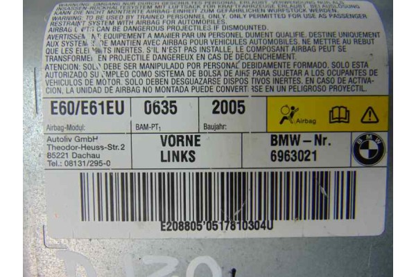 6963021 AIRBAG LATERAL DELANTERO IZQUIERDO BMW SERIE 5 BERLINA (E60) 535d 6963021 182931 BMW - 2