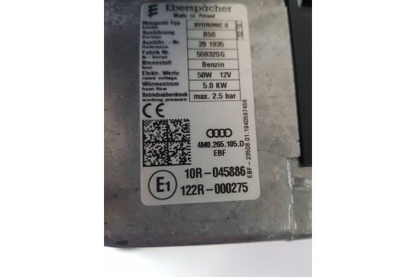 Parking heater Webasto Audi A5 4M0265105D Product weight with unit packaging 5 kg