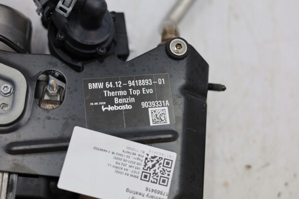 WEBASTO PARKING HEATER BMW X3 G01 9418893 Car type passenger cars