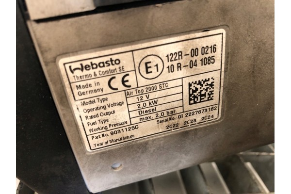 WEBASTO AIR TOP 2000 STC RENAULT MASTER III Bus 2 3 Quality of parts according to GVO O original with manufacturer s logo OE