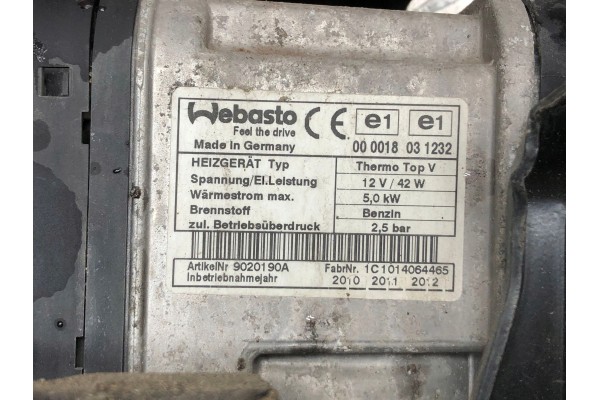 Parking heater Webasto Skoda Octavia Mk2 1Z 2010 Car type passenger cars