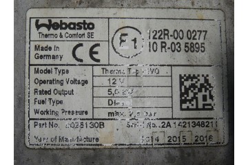 SHARAN ALHAMBRA 7N HEATER WEBASTO HEATER 7N0815065T 5N0819194 Catalog number of the original 7N0815065T 5N0201418E 122R 000277 5
