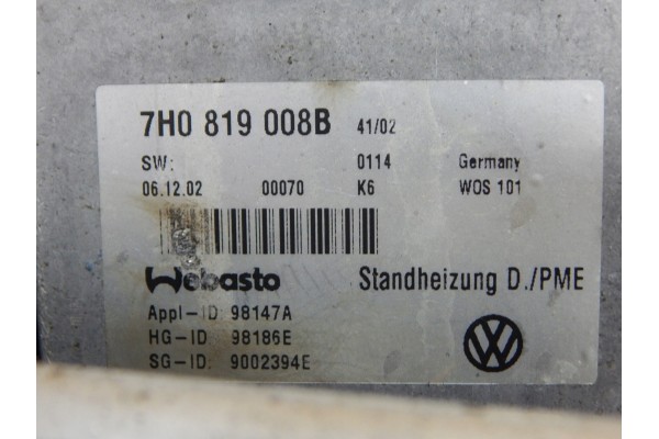VW T5 WEBASTO Parking heater 7H0819008B Quality of parts according to GVO O original with manufacturer s logo OE