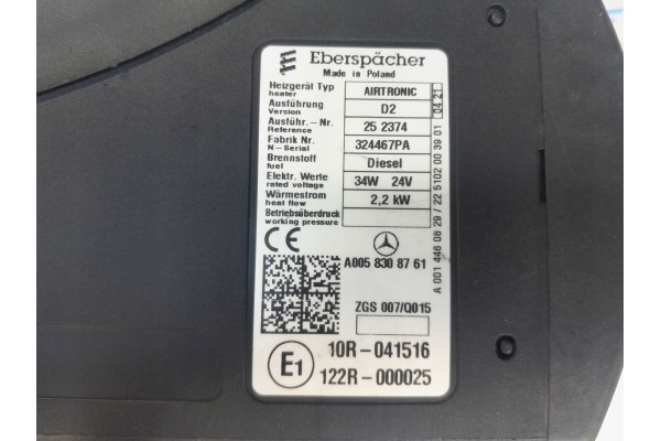 Set Webasto eberspaecher Dry Airtronic D2 24V dry Catalog number of the part Eberspaecher Airtronic D2