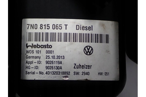 WEBASTO PARKING HEATER 7N0815065T SHARAN 7N ALHAMBRA II 7N 2 0TDI 14R Version European