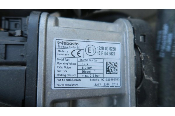 FORD FOCUS MK4 WEBASTO PARKING HEATER ORIGINAL DIESEL Part manufacturer Webasto
