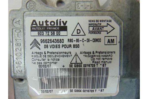 9662643680 CENTRALITA AIRBAG CITROEN C4 COUPE VTR 9662643680 184553 CITROEN - 2