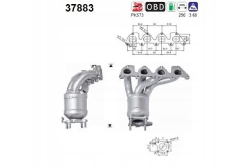 CATALYTIC CONVERTER 37883 AS AUDI SEAT SKODA A2 Packaging status original
