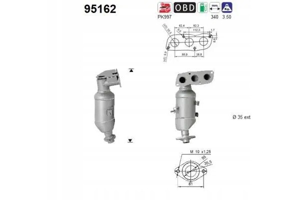 CATALYST 95162 AS TOYOTA YARIS III Packaging status original