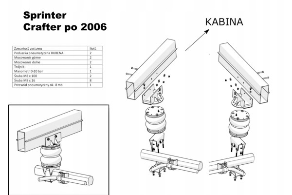 Kit de refuerzo de suspensión neumática Mercedes Sprinter 2006-2026 