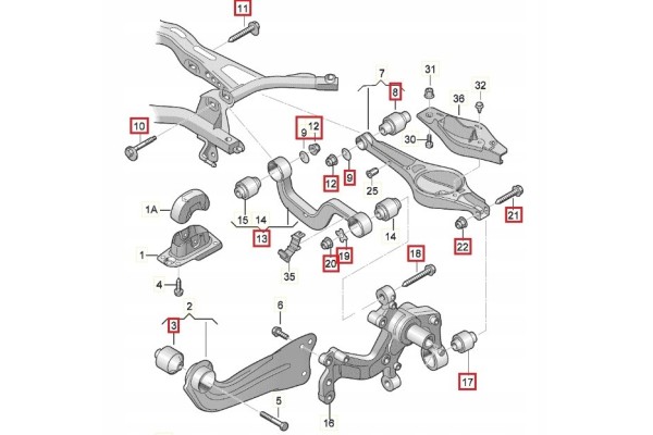 WAHACZE TYL LACZNIKI SRUBY ZESTAW VW PASSAT B6 Numer katalogowy czesci 1K0505323N