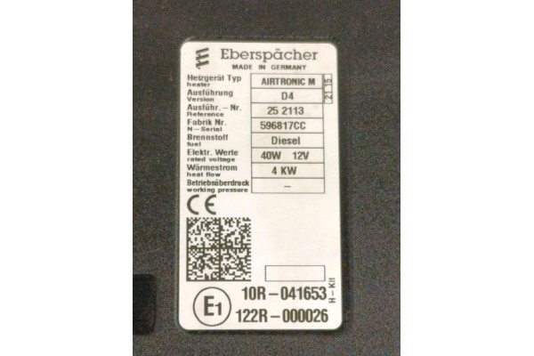 PARKING HEATER WEBASTO RENAULT MASTER III 10R041653 Quality of parts according to GVO O original with manufacturer s logo OE