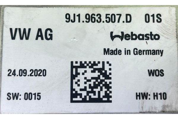 HEATING MODULE WEBASTO PORSCHE TAYCAN 9J1963507D ORIGINAL Catalog number of the part 9J1963507D OEM