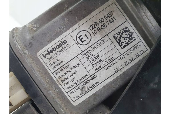 WEBASTO PARKING HEATER THERMO TOP 38 2294774 DAF XF 106 Catalog number of the part THERMO TOP PRO 38