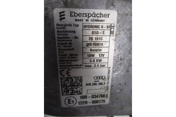 Calefacción Webasto para Audi A8 4H0 4.0 TFSI 4H0265081M 4H0265105F