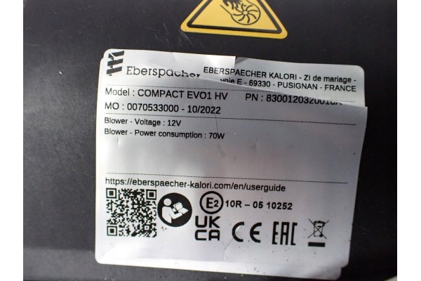 WEBASTO PARKING HEATER COMPACT EVO1 830012032001 MICROCAR M CROSS 23R Catalog number of the part 0070533000 830012032001 ROZ