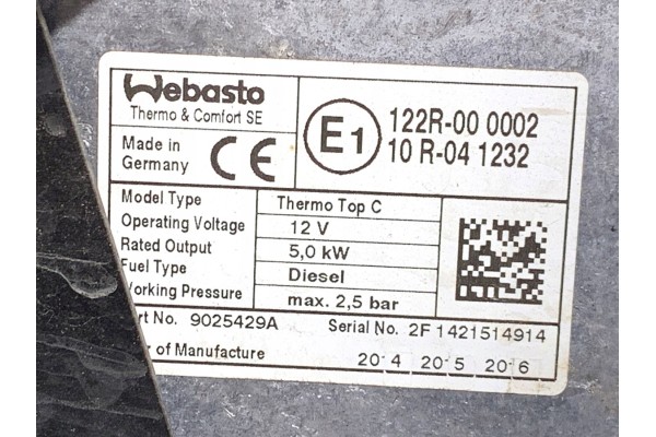 WEBASTO VW TRANSPORTER T5 7E0815071C Bus 1 9 03 15 Product weight with unit packaging 5 kg