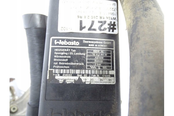 Mercedes S klasa W126 2 8 WEBASTO OGRZEWANIE POSTOJOWE KOMPLETNE Jakosc czesci zgodnie z GVO O oryginal z logo producenta pojazd
