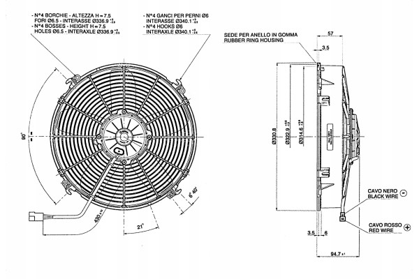 FAN SPAL 24V VA34 BP70 LL 36A SUCTION 305mm Packaging status original