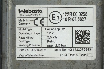 PARKING HEATER WEBASTO THERMO TOP EVO 9021031E Catalog number of the part 9021031E