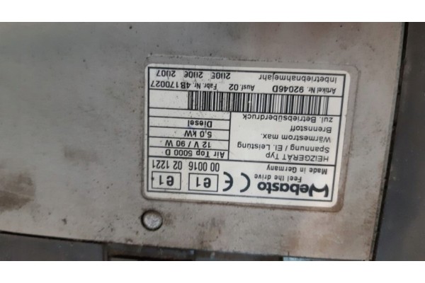 Ogrzewanie postojowe Webasto Air Top 5000D komplet Numer katalogowy czesci RBC1509