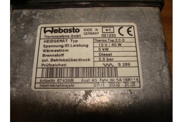 Webasto parking heater 3 0 D Range Rover 3 III Vogue L322 Product weight with unit packaging 0 8 kg